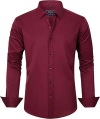 Herren Businesshemd Slim Fit - Bügelfrei und Atmungsaktiv-Bordeauxrot-S-Luzern Mode