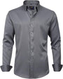 Herren Businesshemd Slim Fit - Bügelfrei und Atmungsaktiv-Grau-S-Luzern Mode