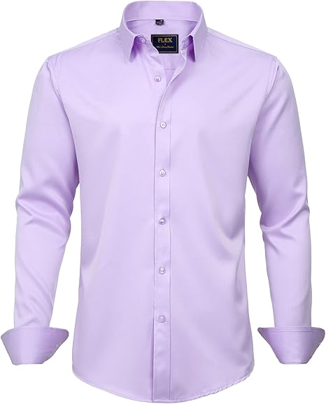 Herren Businesshemd Slim Fit - Bügelfrei und Atmungsaktiv-Lila-S-Luzern Mode
