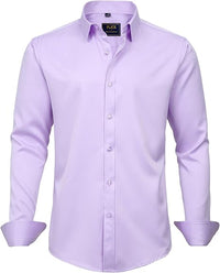 Herren Businesshemd Slim Fit - Bügelfrei und Atmungsaktiv-Lila-S-Luzern Mode