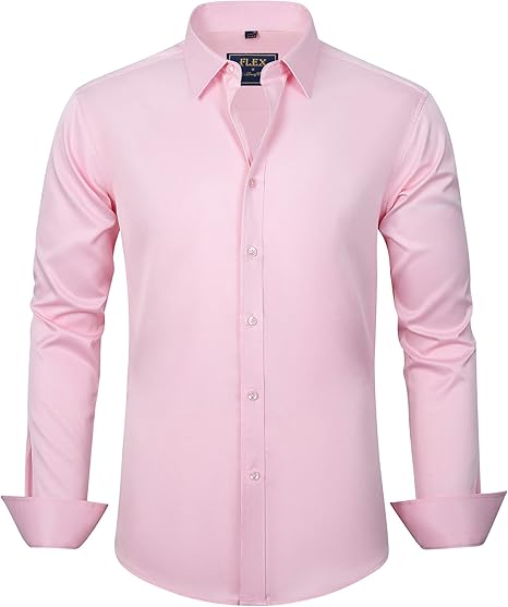 Herren Businesshemd Slim Fit - Bügelfrei und Atmungsaktiv-Rosa-S-Luzern Mode