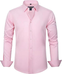 Herren Businesshemd Slim Fit - Bügelfrei und Atmungsaktiv-Rosa-S-Luzern Mode