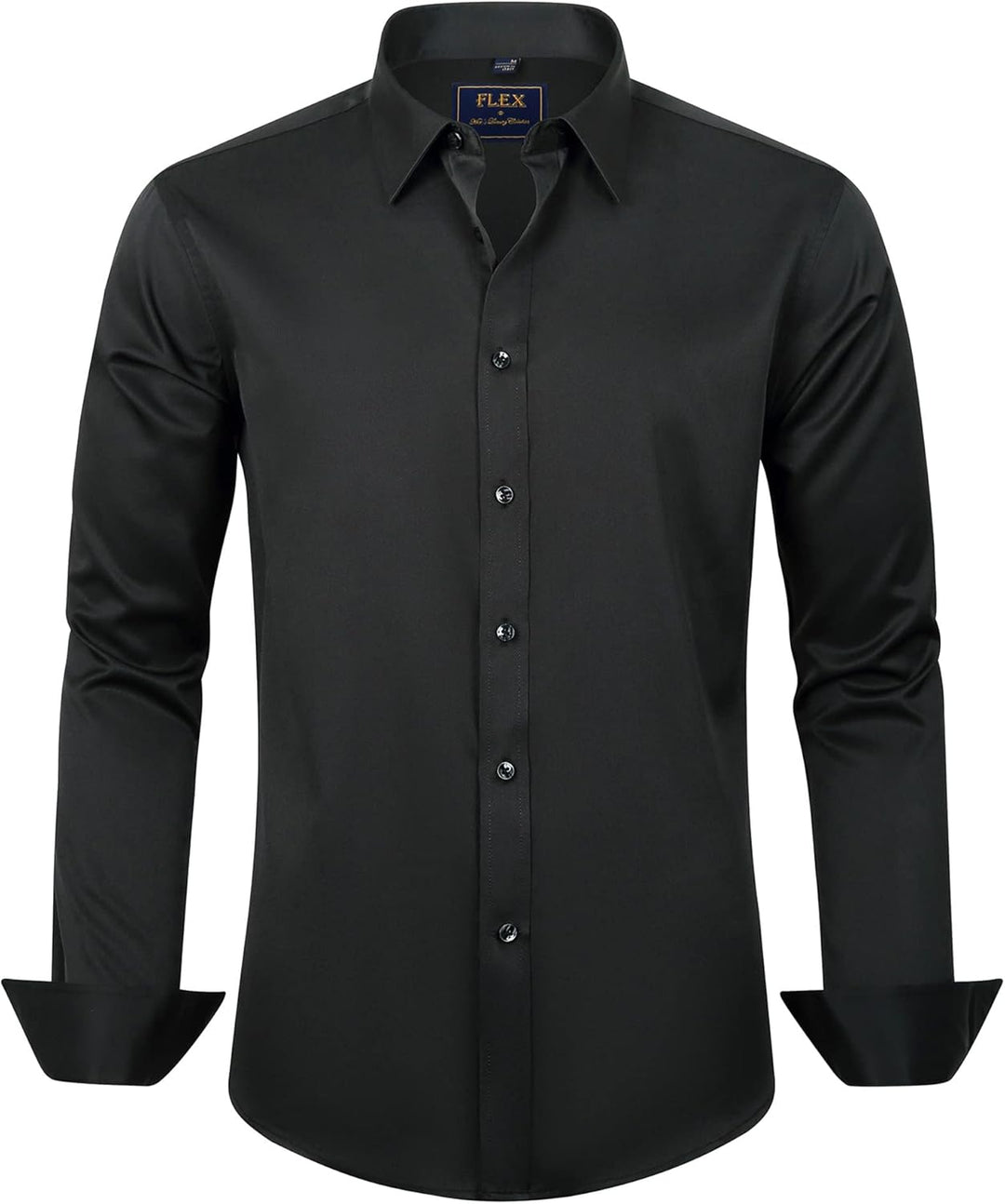 Herren Businesshemd Slim Fit - Bügelfrei und Atmungsaktiv-Schwarz-S-Luzern Mode