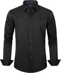 Herren Businesshemd Slim Fit - Bügelfrei und Atmungsaktiv-Schwarz-S-Luzern Mode