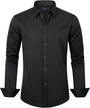 Herren Businesshemd Slim Fit - Bügelfrei und Atmungsaktiv-Schwarz-S-Luzern Mode