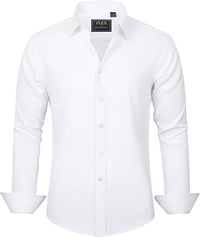 Herren Businesshemd Slim Fit - Bügelfrei und Atmungsaktiv-Weiß-S-Luzern Mode