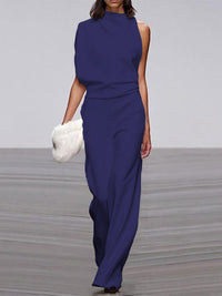 Damen Jumpsuit | Ärmellos – Stilvoll – Einfarbig – Vielseitig – Langlebig – Bequem-Dunkelblau-32-Luzern Mode