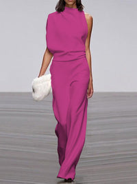 Damen Jumpsuit | Ärmellos – Stilvoll – Einfarbig – Vielseitig – Langlebig – Bequem-Pink-32-Luzern Mode