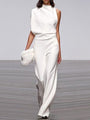 Damen Jumpsuit | Ärmellos – Stilvoll – Einfarbig – Vielseitig – Langlebig – Bequem-Weiß-32-Luzern Mode