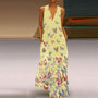 Luftiges Sommerkleid Damen | Maxi | Schmetterlingsprint | Farbenfroh | Ärmellos-Gelb-S-Luzern Mode