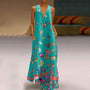 Luftiges Sommerkleid Damen | Maxi | Schmetterlingsprint | Farbenfroh | Ärmellos-Türkis-S-Luzern Mode