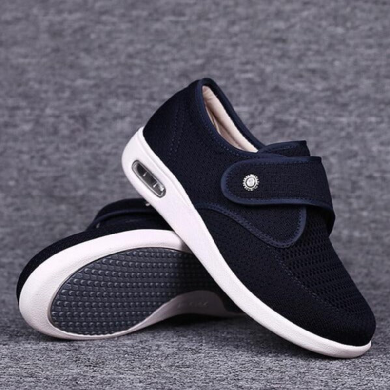 Herren Bequeme Atmungsaktive Sneaker mit Klettverschluss-Blau-36-Luzern Mode
