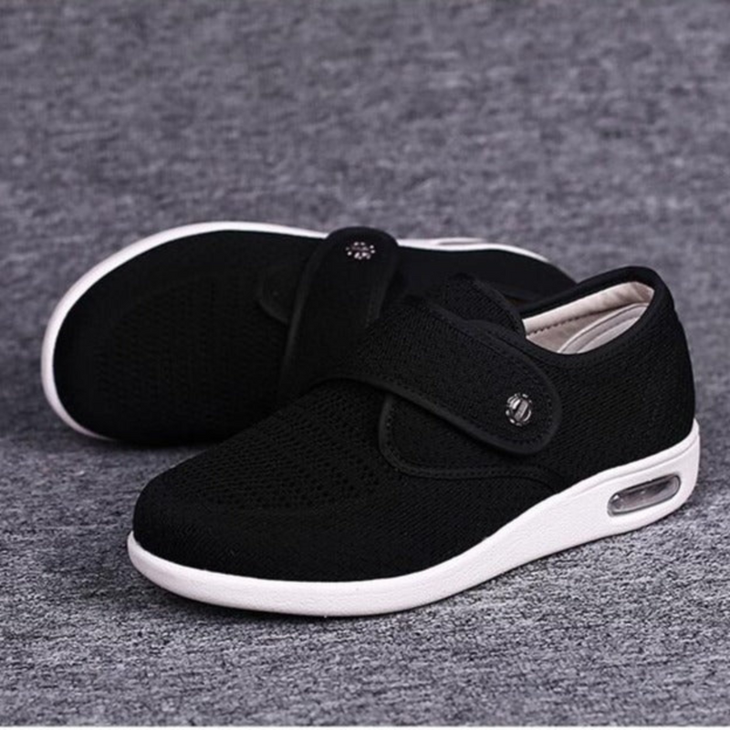 Herren Bequeme Atmungsaktive Sneaker mit Klettverschluss-Schwarz-36-Luzern Mode