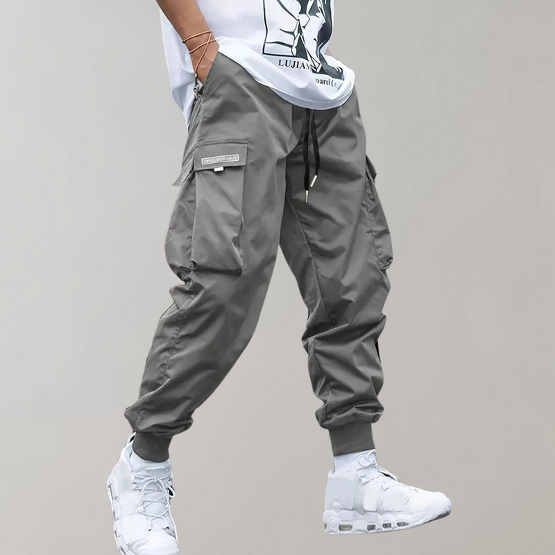 Herren Cargo Jogginghose mit Taschen und Kordelzug-Grau-S-Luzern Mode