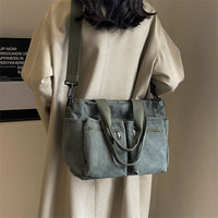 Damen Cord Schultertasche mit Reißverschluss und Fächern-Luzern Mode