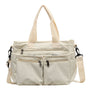 Damen Cord Schultertasche mit Reißverschluss und Fächern-Beige-Luzern Mode