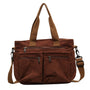 Damen Cord Schultertasche mit Reißverschluss und Fächern-Braun-Luzern Mode