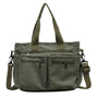 Damen Cord Schultertasche mit Reißverschluss und Fächern-Grün-Luzern Mode