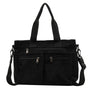 Damen Cord Schultertasche mit Reißverschluss und Fächern-Schwarz-Luzern Mode