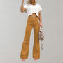 Damen High Waist Schlaghose mit Knopfverschluss Trendy-Gouden-S-Luzern Mode
