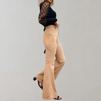 Damen High Waist Schlaghose mit Knopfverschluss Trendy-Luzern Mode