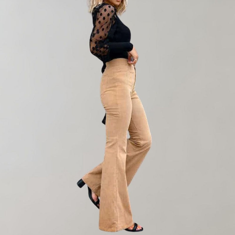 Damen High Waist Schlaghose mit Knopfverschluss Trendy-Luzern Mode