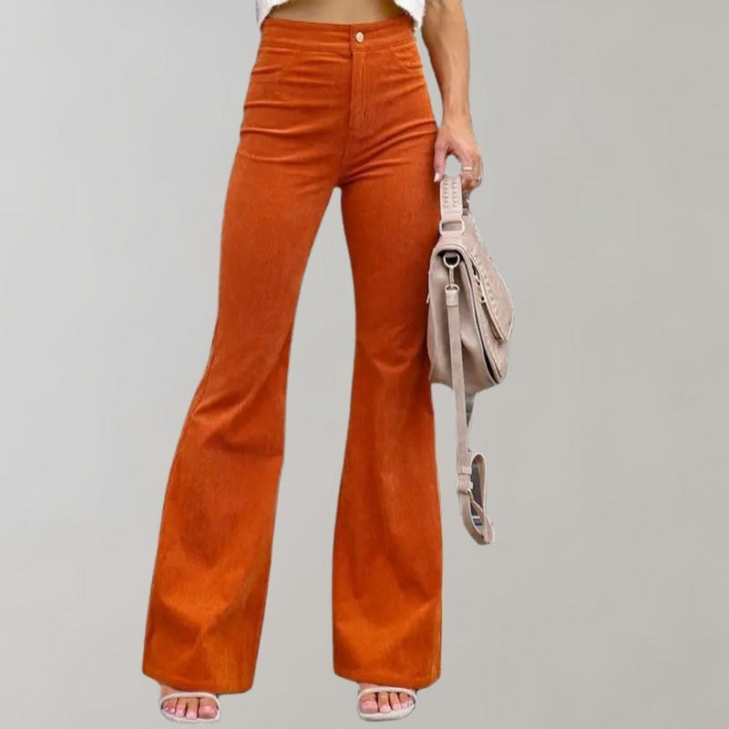 Damen High Waist Schlaghose mit Knopfverschluss Trendy-Luzern Mode