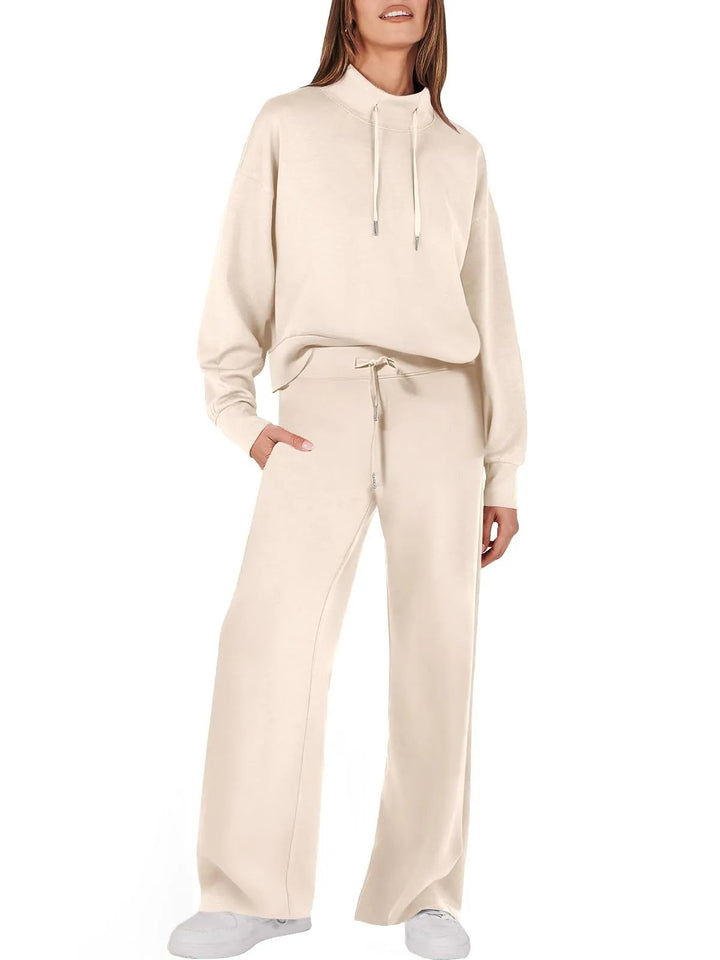 Damen Zweiteiliges Freizeitset mit Hoodie und Hose-Aprikose-S-Luzern Mode