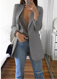 Eleganter Damenblazer für Business und Freizeit Outfits-Grau-S-Luzern Mode