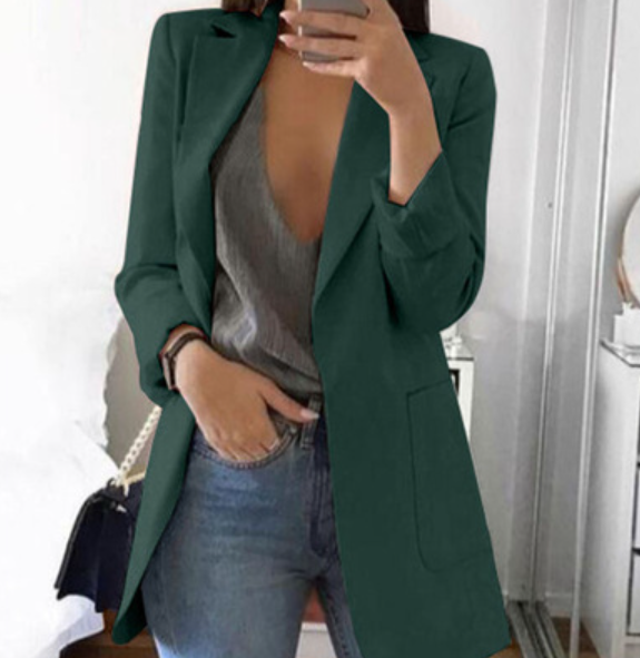 Eleganter Damenblazer für Business und Freizeit Outfits-Grün-S-Luzern Mode