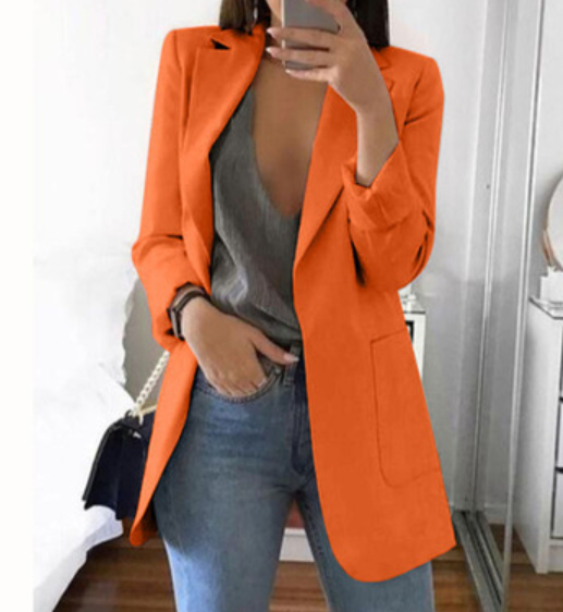 Eleganter Damenblazer für Business und Freizeit Outfits-Orange-S-Luzern Mode