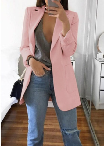 Eleganter Damenblazer für Business und Freizeit Outfits-Rosa-S-Luzern Mode
