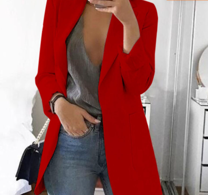 Eleganter Damenblazer für Business und Freizeit Outfits-Rot-S-Luzern Mode