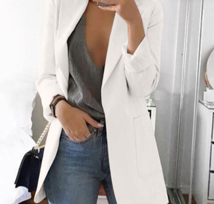 Eleganter Damenblazer für Business und Freizeit Outfits-Weiß-S-Luzern Mode