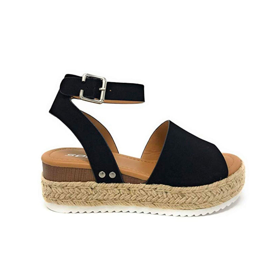 Damen Espadrille Sandalen | Keilabsatz | Offen | Fesselband | Verstellbar-Luzern Mode