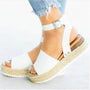 Damen Espadrille Sandalen | Keilabsatz | Offen | Fesselband | Verstellbar-Weiß-35-Luzern Mode