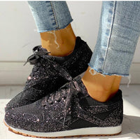 Glitzer Sneaker Damen - Bequeme Freizeitschuhe mit Stil-Schwarz-35-Luzern Mode