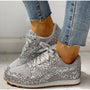 Glitzer Sneaker Damen - Bequeme Freizeitschuhe mit Stil-Silber-35-Luzern Mode