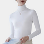 Damen Rollkragenpullover Langarm Slim Fit Basic Shirt-Weiß-XS-Luzern Mode