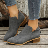 Damen Stiefeletten mit Blockabsatz und Reißverschluss-Grau-36-Luzern Mode