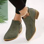Damen Stiefeletten mit Blockabsatz und Reißverschluss-Grün-36-Luzern Mode
