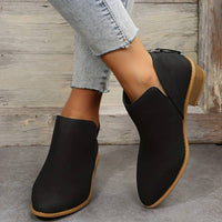Damen Stiefeletten mit Blockabsatz und Reißverschluss-Schwarz-36-Luzern Mode