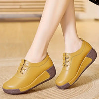 Damen Komfort-Sneaker mit Keilabsatz für Alltag und Büro-Gelb-35-Luzern Mode