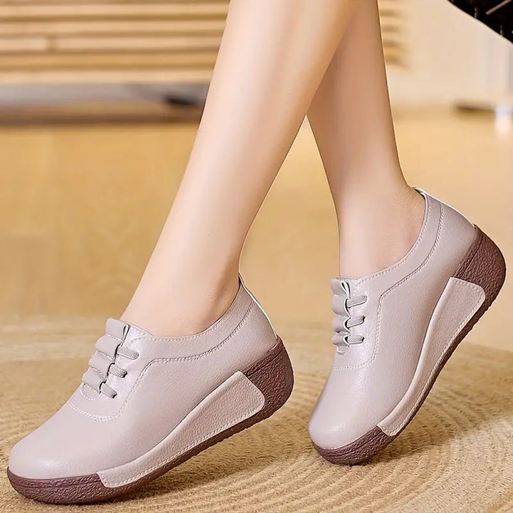 Damen Komfort-Sneaker mit Keilabsatz für Alltag und Büro-Grau-35-Luzern Mode