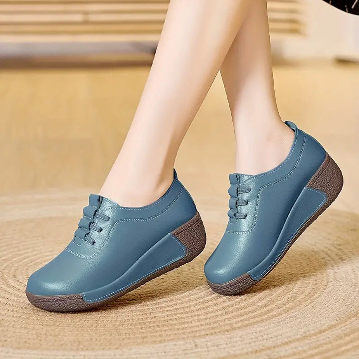 Damen Komfort-Sneaker mit Keilabsatz für Alltag und Büro-Hellblau-35-Luzern Mode