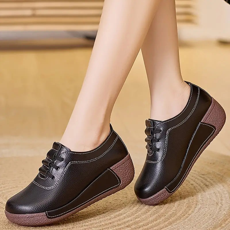 Damen Komfort-Sneaker mit Keilabsatz für Alltag und Büro-Schwarz-35-Luzern Mode