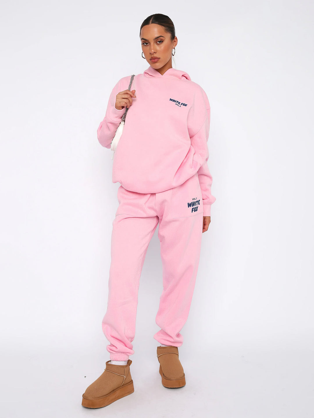 Damen Oversize Hoodie mit Aufdruck "White Fox" Rückseite-Luzern Mode