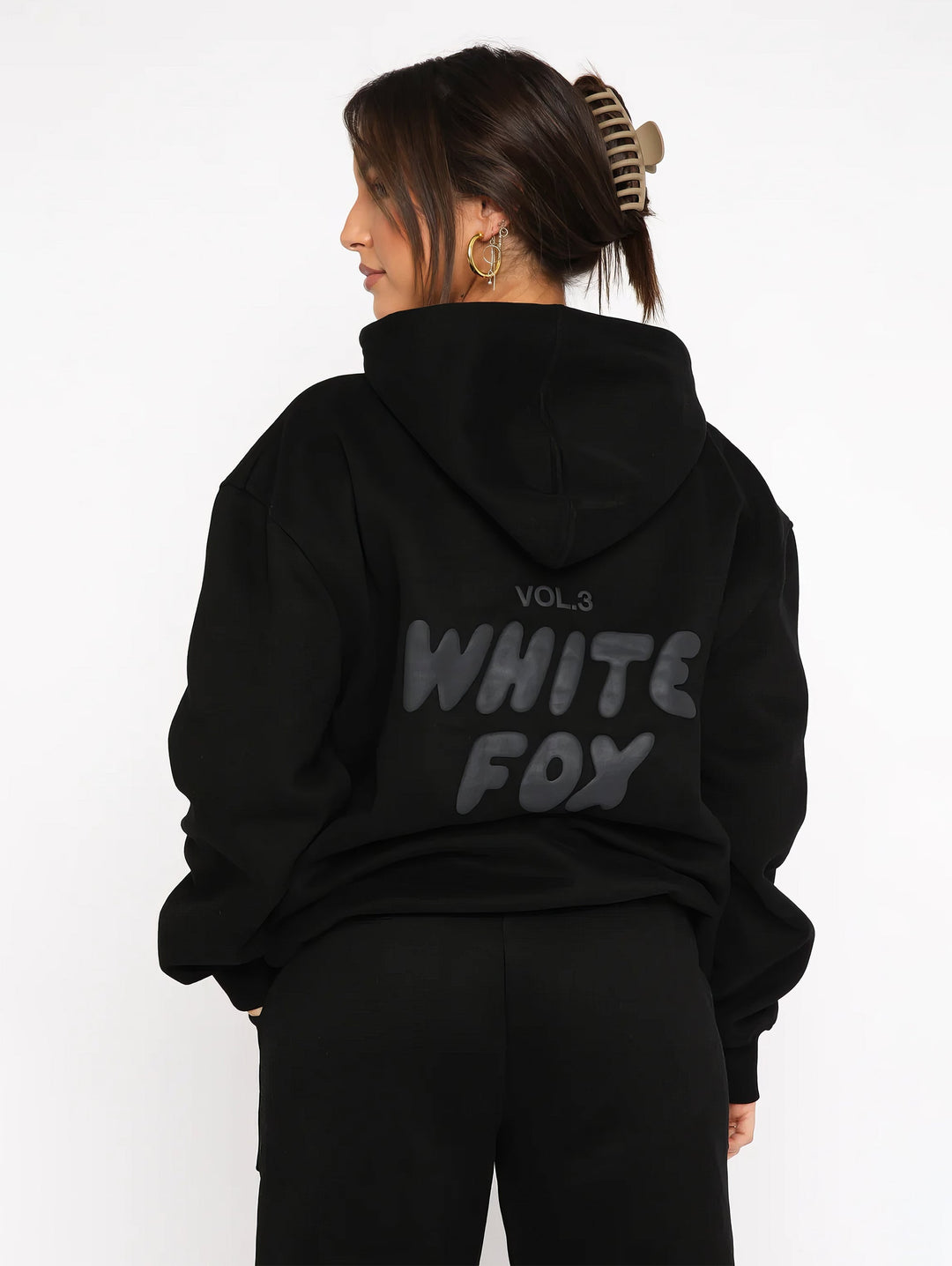 Damen Oversize Hoodie mit Aufdruck "White Fox" Rückseite-Luzern Mode