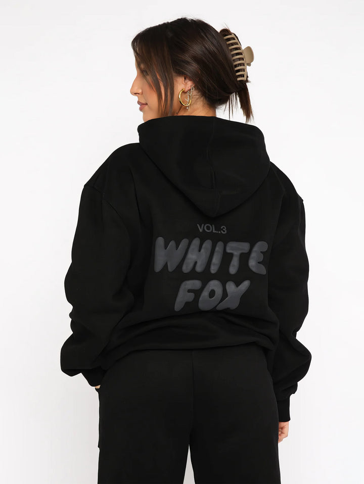 Damen Oversize Hoodie mit Aufdruck "White Fox" Rückseite-Luzern Mode