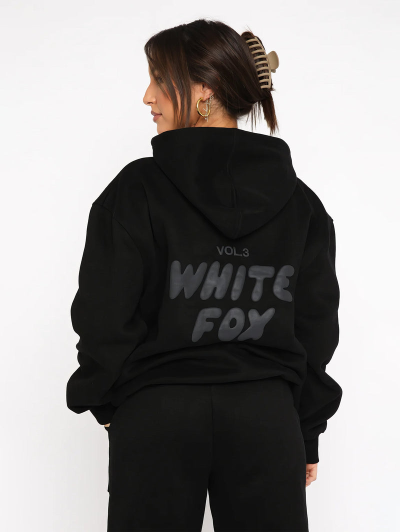 Damen Oversize Hoodie mit Aufdruck "White Fox" Rückseite-Luzern Mode